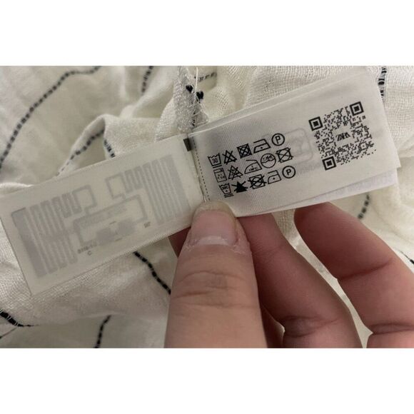 Zara Srpls Womes Midi Skirt XS White Black Striped Linen Blend 4676/900 NWT - Picture 14 of 16